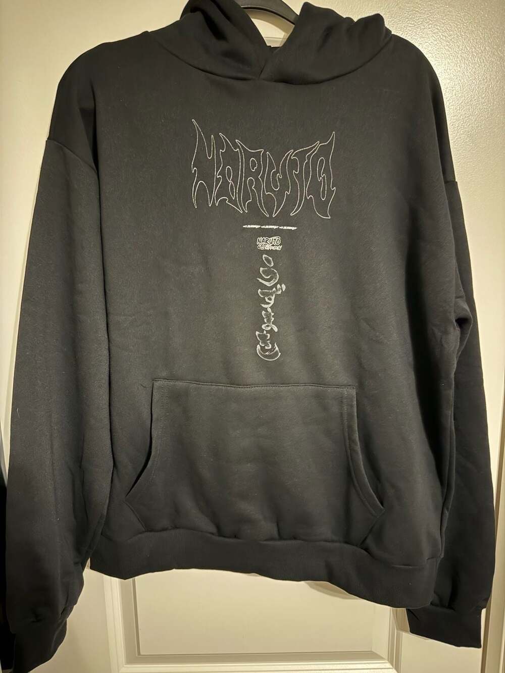 Naruto Shippuden Black Graphic Hoodie with Front Pocket and Back Art